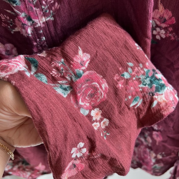 Entro Floral Long Bell Sleeves, front tie blouse - Picture 5 of 5